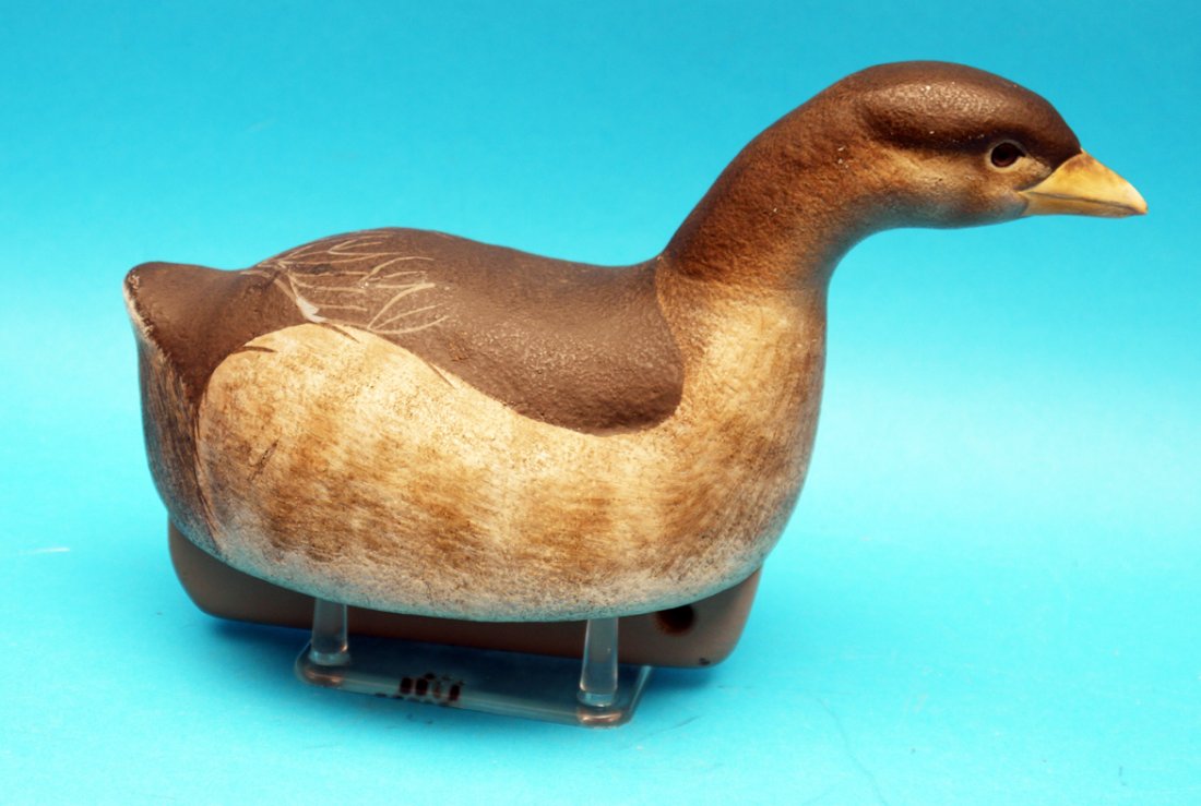 COMPETITION GREBE by Gary Joe Bryan, Nashport, OH.: COMPETITION GREBE by Gary Joe Bryan, Nashport, OH. Near-mint original paint and condition. Carved in a swimming position. 1999 ODCCA Best of Show decoy. Signed, dated and branded