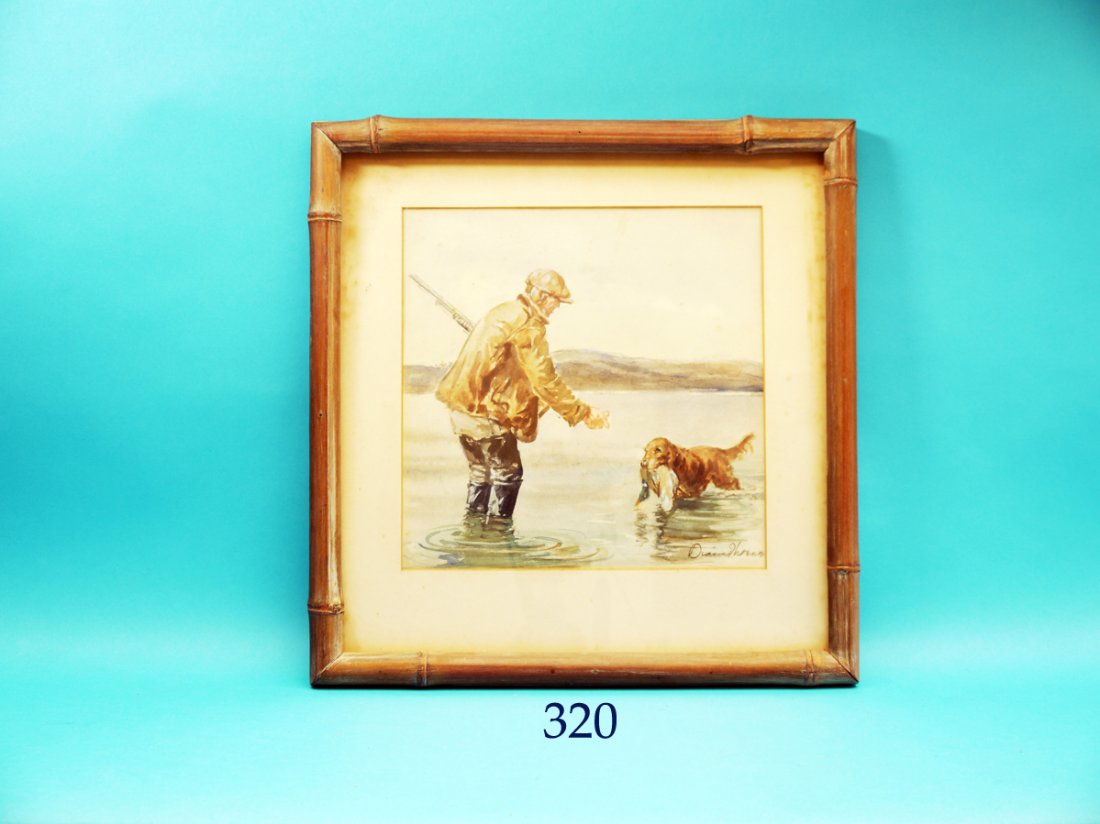 WATERCOLOR by David Thorne of a hunter in water waiting (1 of 1)