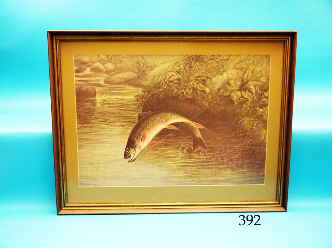 FINE LITHOGRAPH by S.A Kilbourne depicting a leaping (1 of 1)