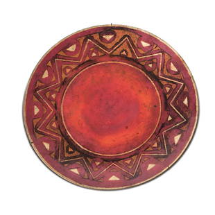 Decorative plate, c1925: Claudius Linossier, Lyon, D. 24.9 cm. Bronze-dinanderie, copper- and silver-plated. Unsigned.