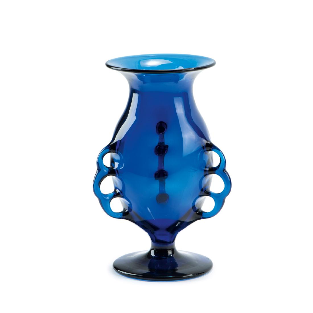Vase, 1918: Michael Powolny, H. 18 cm. Made by Loetz Wwe., KlostermŸhle, prod. no. 937. Cobalt glass.