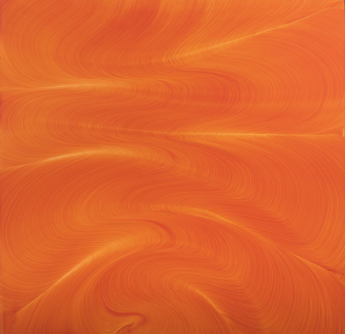 'Arcadia', 2002: Jason Martin (Jersey, Channel Islands 1970 - lives and works in London), Oil on High Density Fiberboard. 90.0 x 90.0 cm. Signed on the reverse: Jason, dated: 2002 and titled, moreover technical detail