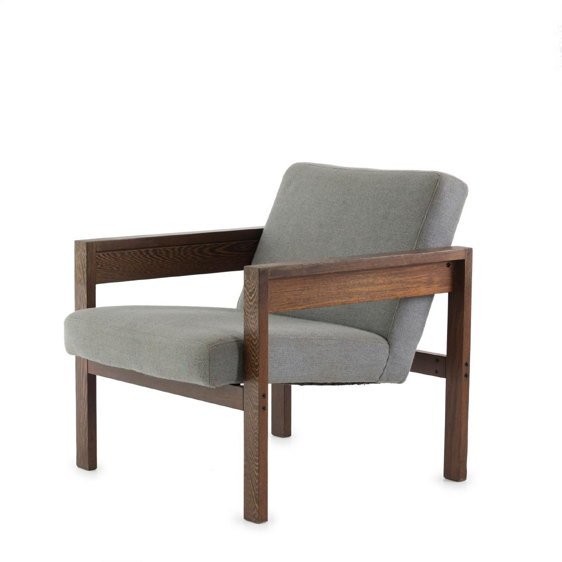 Armchair 'sz25/sz80', 1959: Hein Stolle, H. 70 x 65 x 75 cm. Made by 't Spectrum, Bergeijk. WengÃ©, grey fabric (Van der Ploeg).