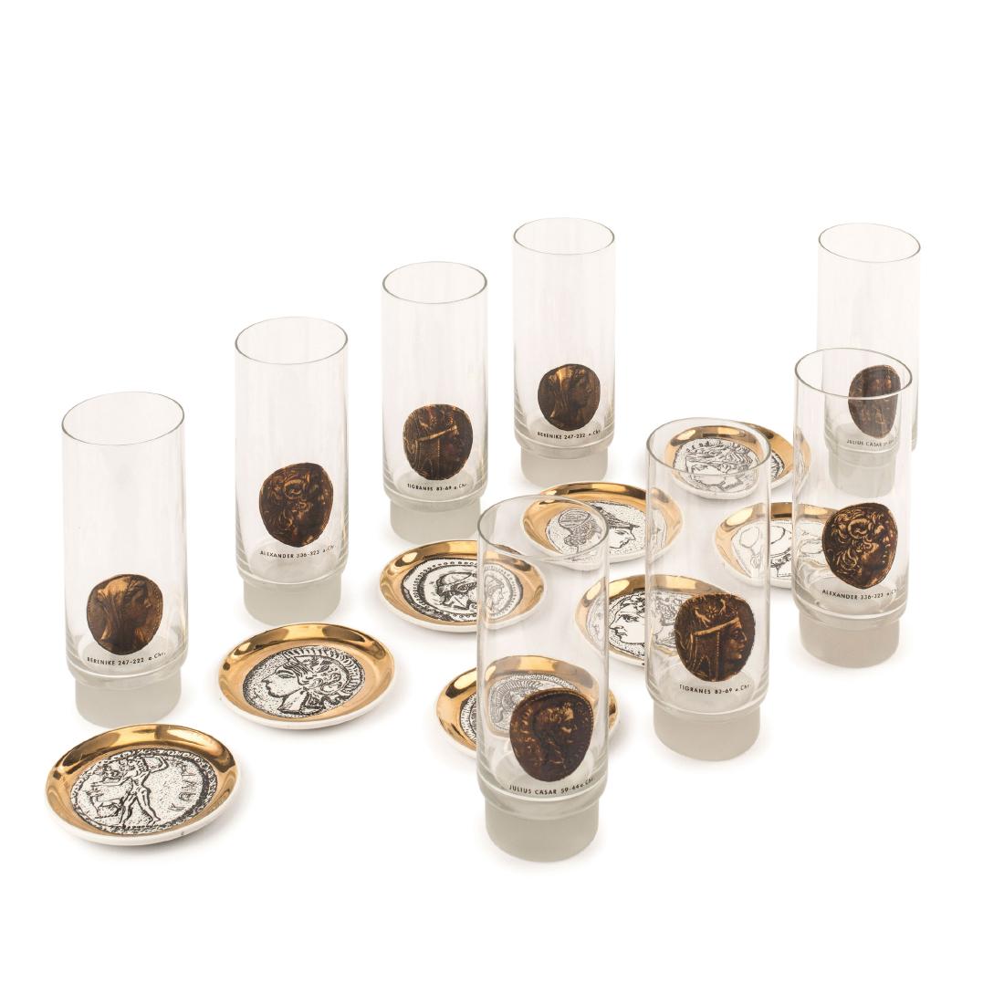 8 tumblers with coasters, 1960s (1 of 3)