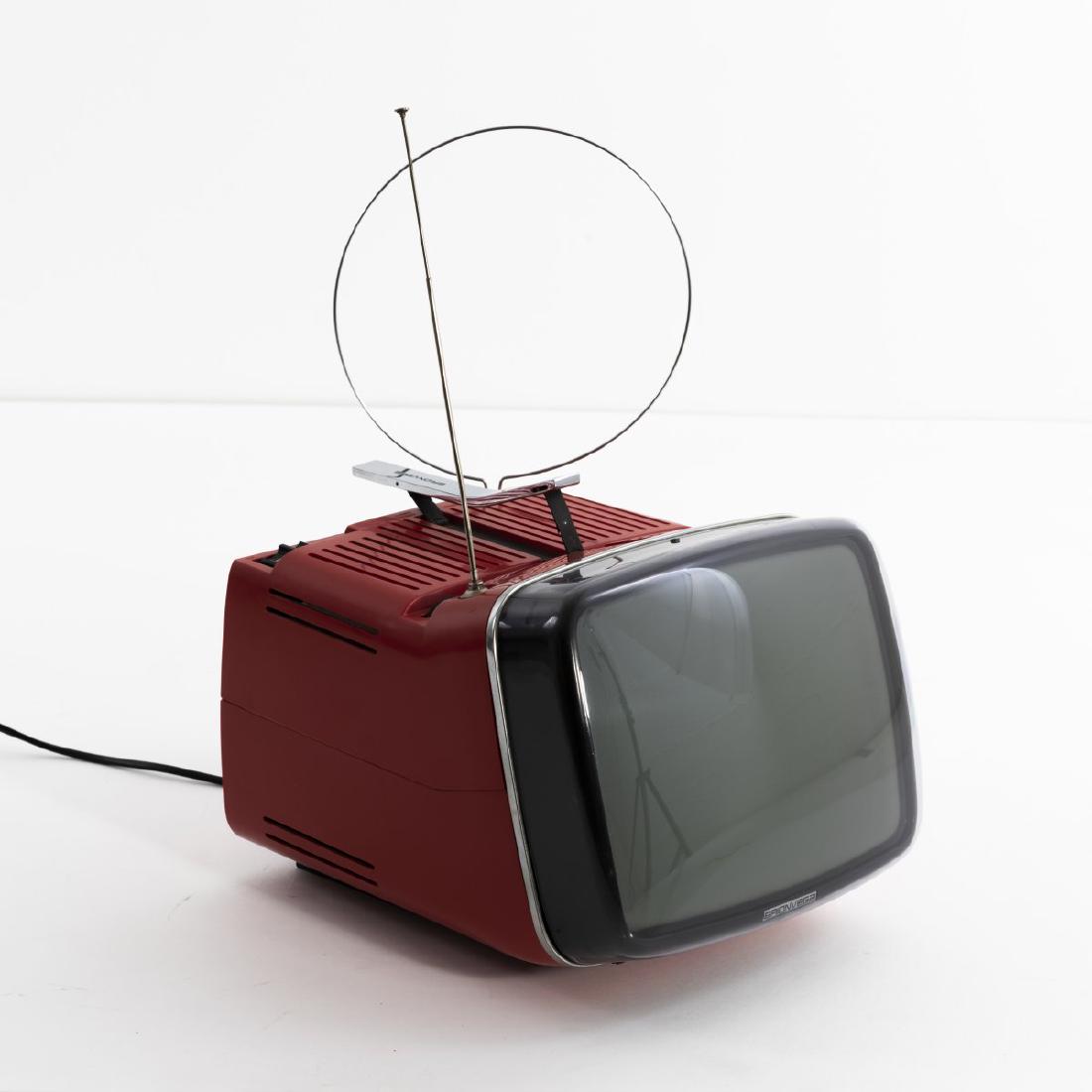 Richard Sapper, TV 'Algol11', 1964: Richard Sapper, H. 28 x 27 x 34 cm. Made by Brionvega, Milano. Red ABS plastic, grey-black perspex.