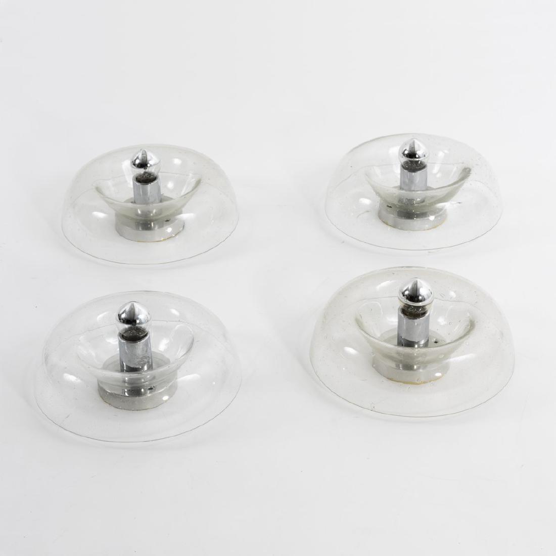 Kalmar Franken KG, 4 brackets / ceiling lights, c. 1965: Kalmar Franken KG, 4 €586€brackets / ceiling lights, c. 1965 D. 26 cm. Clear bubbly glass, tubular aluminium, sheet aluminium, chrome-plated. Marked: Maker€ label.
