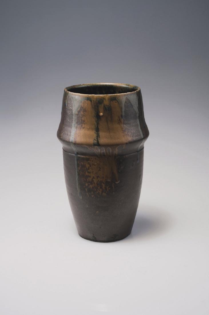 William Lee; Eugene Lion, Vase, c. 1900: William Lee; Eugene Lion, Saint-Amand-en-Puisaye, Vase, c. 1900, William Lee and Eugene Lion, Saint-Amand-en-Puisaye. Vase, c1900. H. 21.5 cm. Stoneware, glazed dark brown, pale brown and green runnin