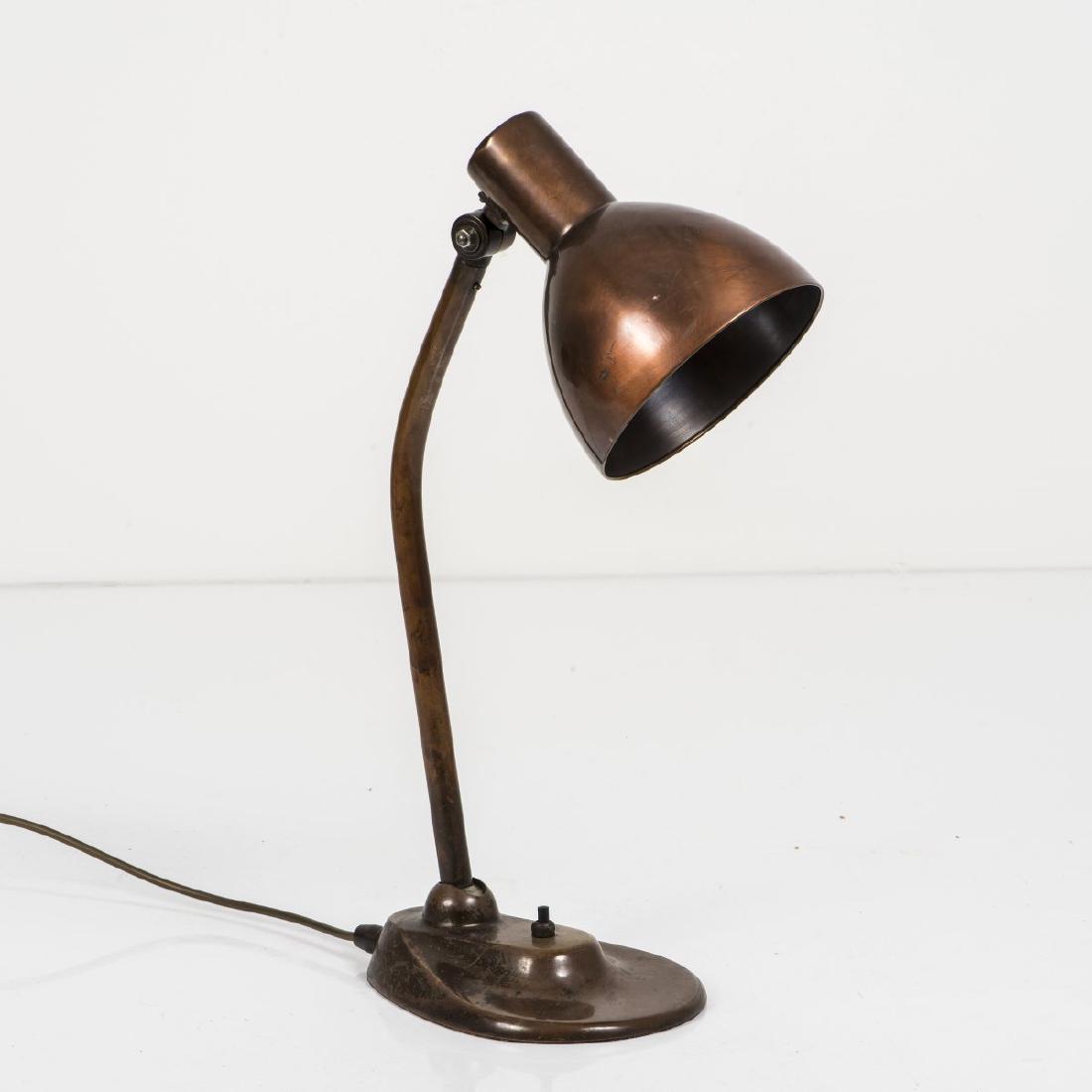 M. Brandt; H. Bredendieck, Table light 'Nr. 679': M. Brandt; H. Bredendieck, Table light 'Nr. 679', Table light 'Nr. 679', 1928 H. 43.5 cm, D. 14 cm. Made by Kandem - Korting & Mathiesen, Leipzig-Leutzsch. Cast bronze, copper-coloured, sheet copper,