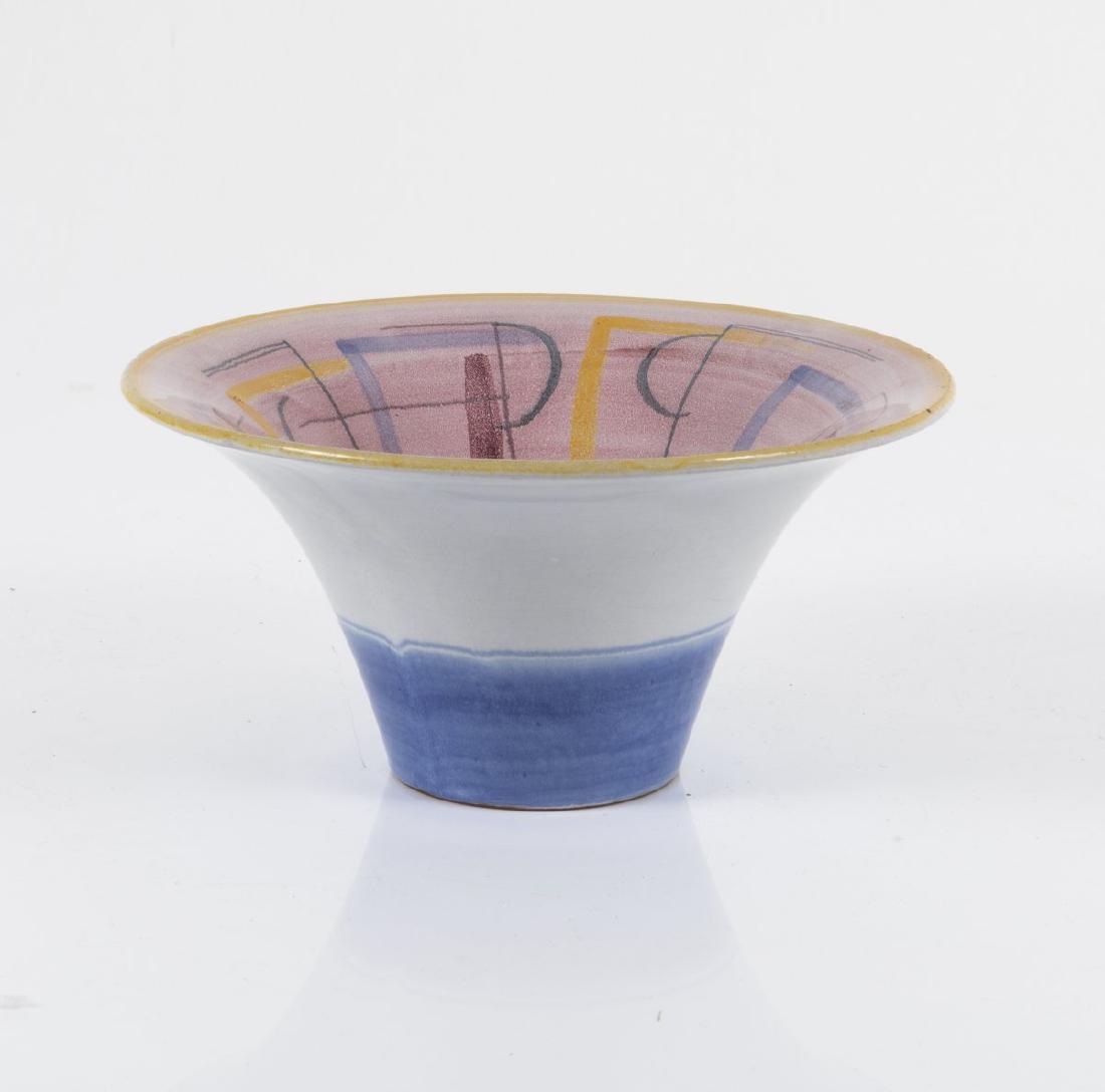 Werner Burri, Bowl, c. 1928: Werner Burri, Bowl, c. 1928, H. 14.1 cm, D. 28.2 cm. Made by Velten-Vordamm, 1928-31. Majolica, polychromatic glaze. Marked: Maker's mark, artist's signet, K. 299, 236. ,