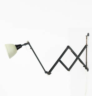 Curt Fischer, 'Midgard' scissor light, 1926: Curt Fischer, 'Midgard' scissor light, 1926, 'Midgard' - '110' scissor light, 1926. L. 135 cm (max.), D. 16 cm. Made by Industriewerke Auma, Ronneberger & Fischer. Tubular metal, sheet metal, part