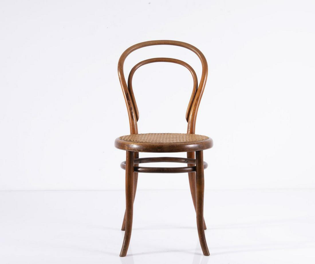 Michael Thonet, Chair '14', 1870: Michael Thonet, Chair '14', 1870, H. 88 x 56.5 x 41 cm. Made by Thonet, Vienna. Beech, partly laminated, bent, varnished; cane work. Marked: Paper trademark label GT (Gebrueder Thonet), Impressed mark