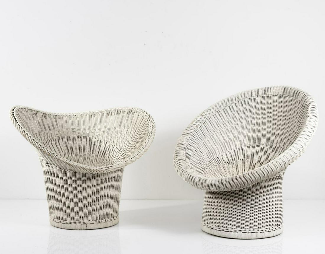 Egon Eiermann, Wickerchair 'E 20', 1957: Egon Eiermann, Wickerchair 'E 20', 1957, H. 69.5 x 88 x 68 cm. Made by Heinrich Murmann, Johannisthal. Wicker, painted white., Exh. Egon Eiermann. Die Moebel, Badisches Landesmuseum Karlsruhe 1999, p.