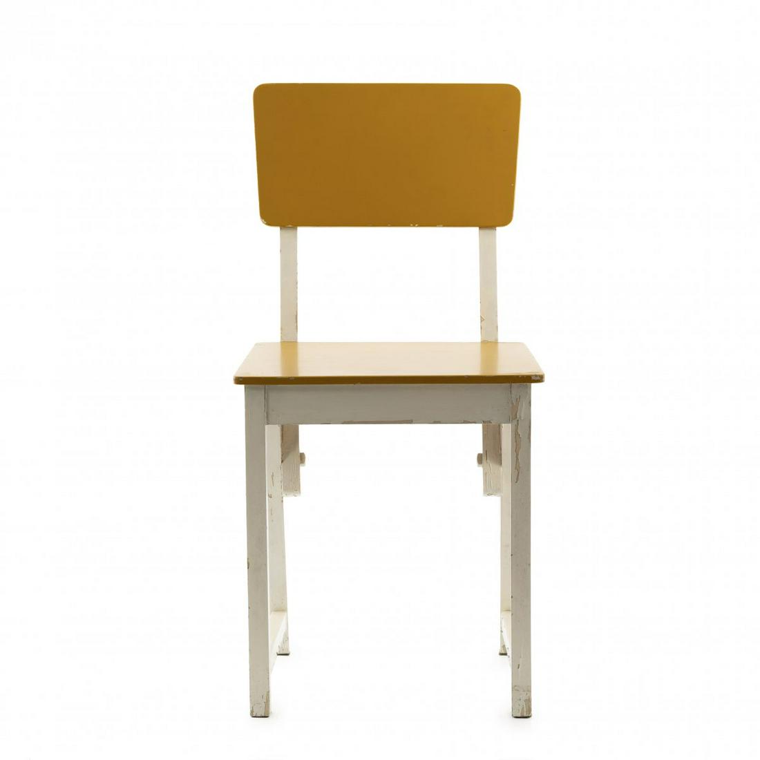 Erich Dieckmann, Kitchen chair 'H 2', 1926: Erich Dieckmann, Kitchen chair 'H 2', 1926, H. 83.5 x 41 x 54 cm. Made by Staatl. Bauhochschule Weimar. Wood, plywood, white and ochre. , Cat. Erich Dieckmann, Mobelbau, Stuttgart 1931, reprint Weil 1
