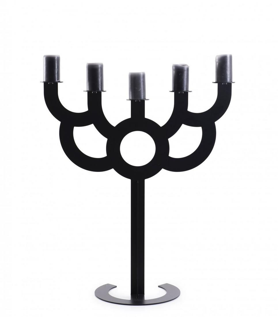 Roderick Vos, 'Big Bold' candelabrum, 2005: Roderick Vos, 'Big Bold' candelabrum, 2005, H. 105.5 x 93 x 42 cm. Made by Moooi, Breda, Laser cut sheet metal, painted black. Marked: design by Roderick Vos for moooi (embedded plaque).,
