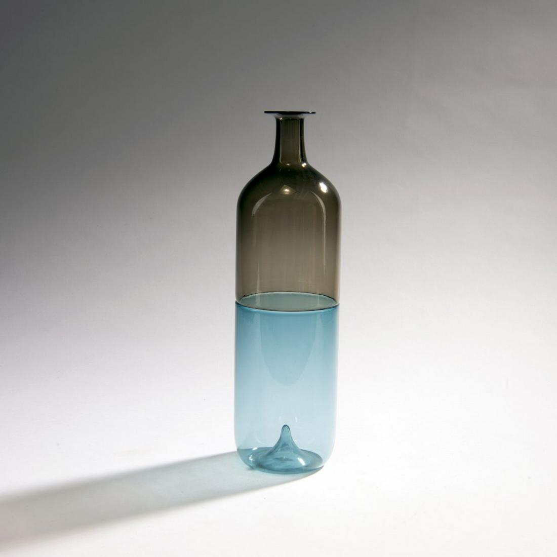Tapio Wirkkala, 'Bolla' vase, 1966-68: Tapio Wirkkala, 'Bolla' vase, 1966-68, H. 33 cm. Execution: Venini & C. In so-called 'Incalmo' technique, fused glass masses in azure blue and gray. Signed on the bottom: venini tw 2002 (engraved).,