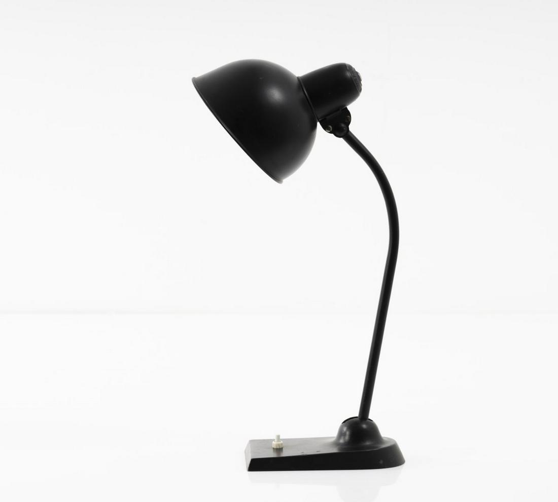 Christian Dell, Table light '6616', c. 1935: Christian Dell, Table light '6616', c. 1935, H. 43 cm, 15.5 x 16 cm. Made by Kaiser & Co., Neheim-Huesten. Tubular steel, sheet steel, varnished black. Marked: ORIGINAL KAISER -idell (embossed).,