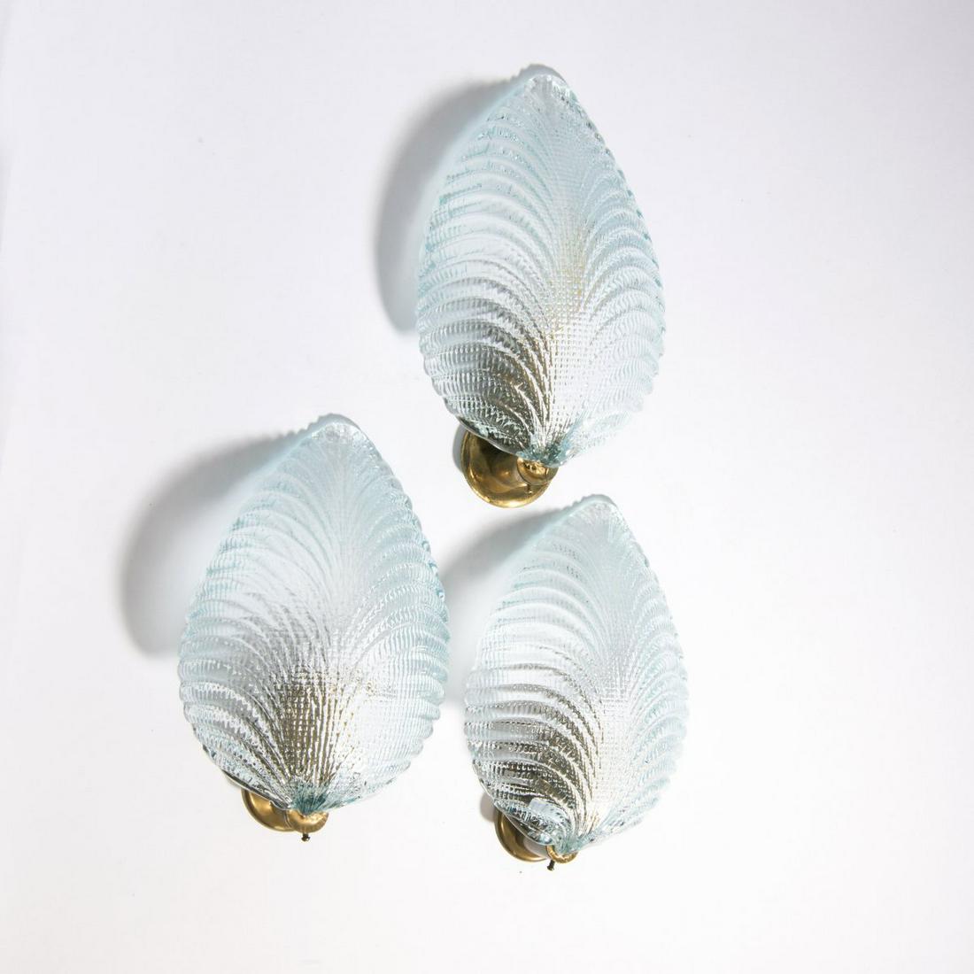 Murano, Set of three wall lights 'Leaf', 1950s (1 of 1)