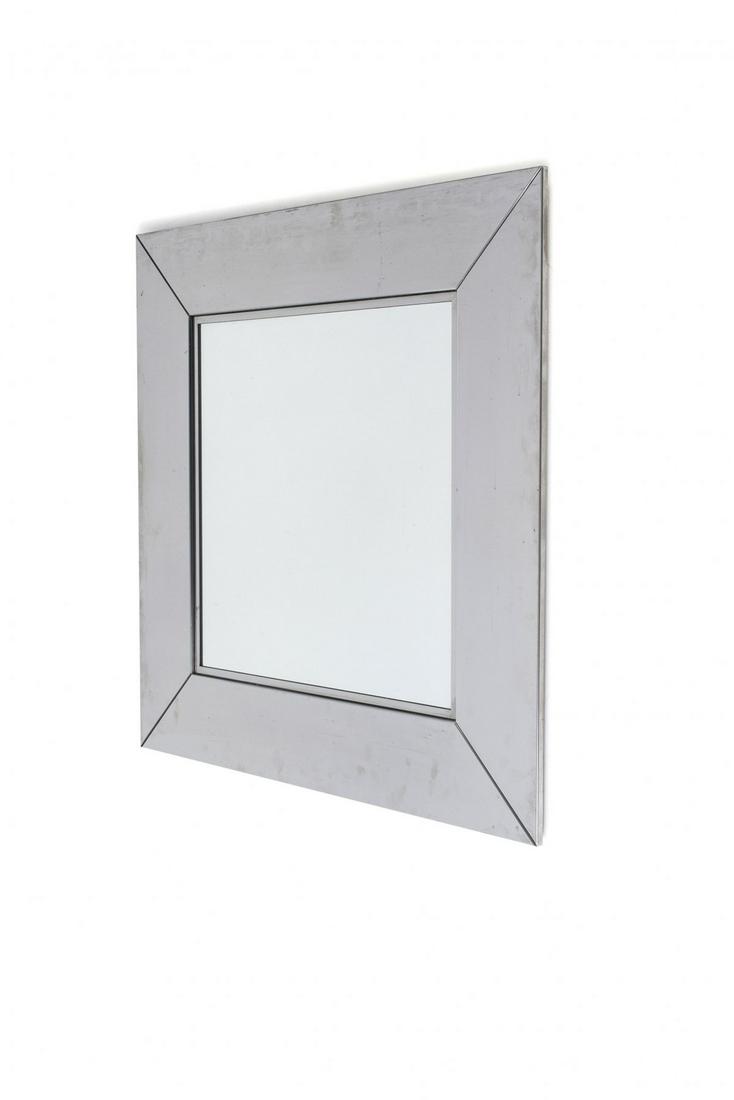 Cidue srl., Atripalda, Mirror, c. 1968: Cidue srl., Atripalda, Mirror, c. 1968, 69.5 x 70 cm. Chrome-plated sheet metal, plate glass. ,