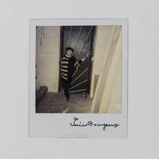 Louise Bourgeois, Untitled (portrait), 2002: Louise Bourgeois, Untitled (portrait), 2002, Color polaroid. 11.0 x 9.0 cm. Signed below: Louise Bourgeois (black fiber pen). The portrait was created in Bourgeois' studio in New York during the prepa