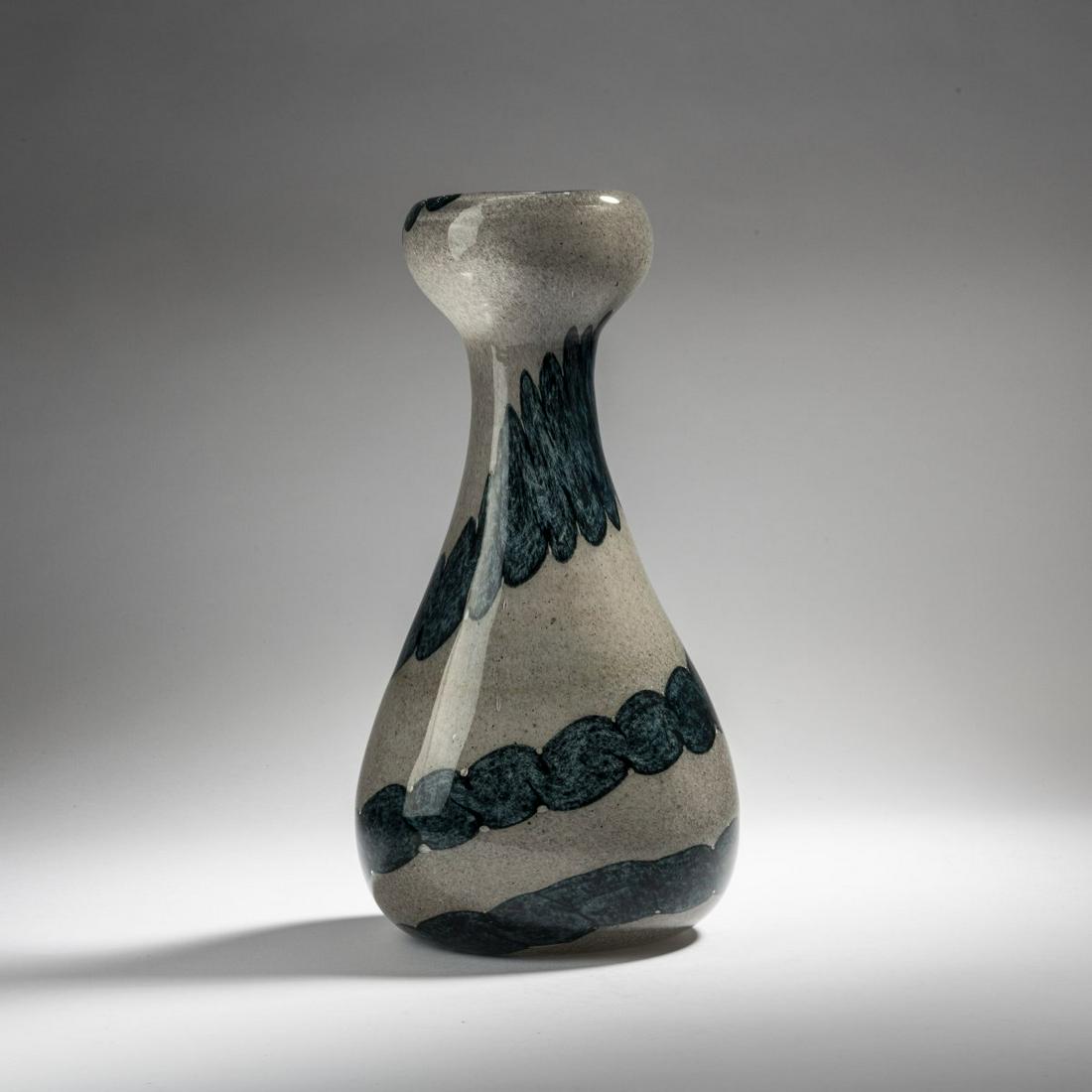 Angelo Barovier, 'Glauco' vase, c. 1953: Angelo Barovier, 'Glauco' vase, c. 1953, Bulbous shape with a narrow neck and wide mouth. H. 35.5 cm. Execution: Barovier & Toso. Clear glass with powder inclusions in white, green and violet, app