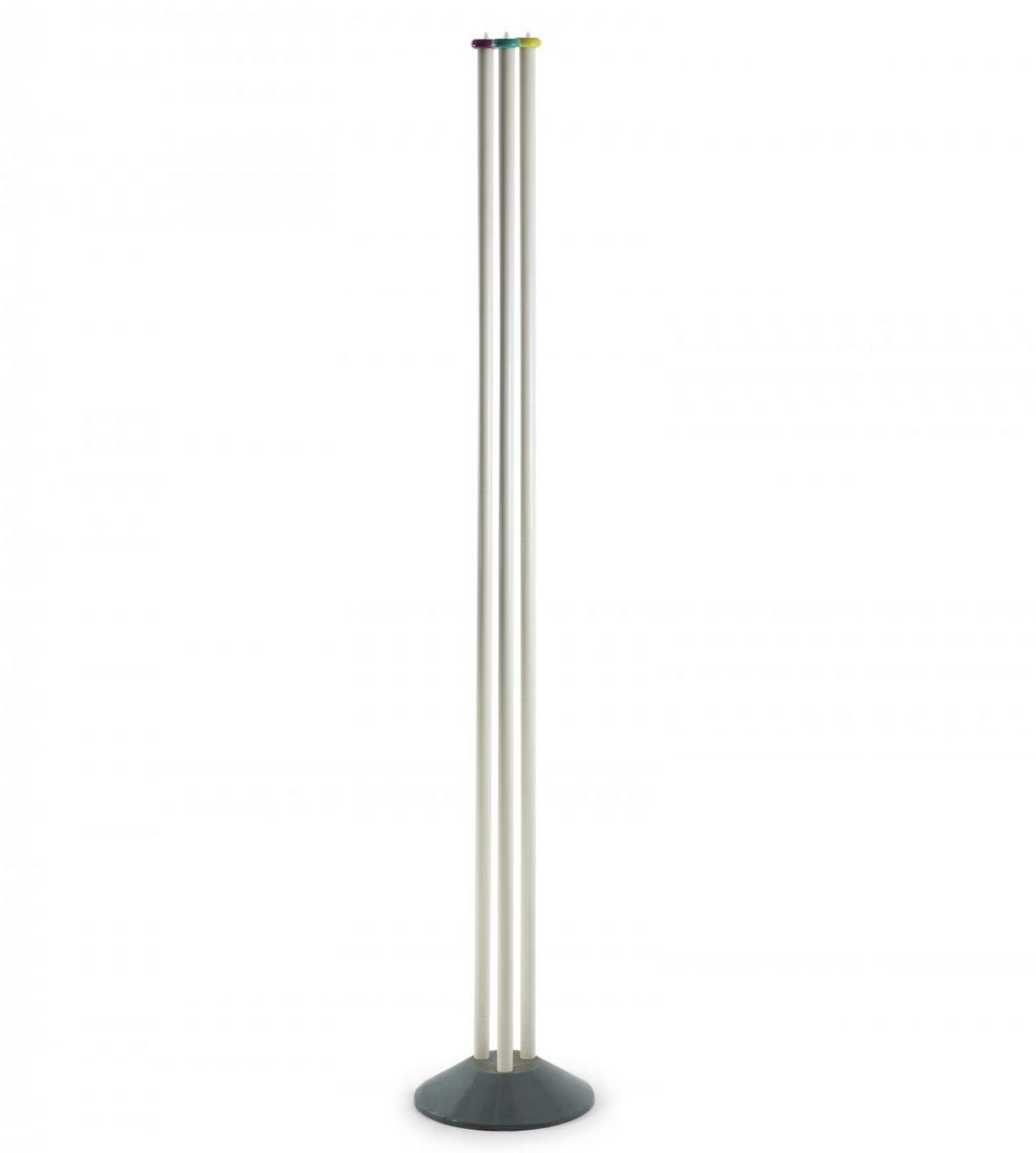 Hans von Klier, 'Trilumen' floor light, c. 1987: Hans von Klier, 'Trilumen' floor light, c. 1987, H. 171 cm, D. 29 cm. Made by Bilumen, Milan. Tubular metal, sheet metal, painted white, purple, green and yellow, cast metal. ,