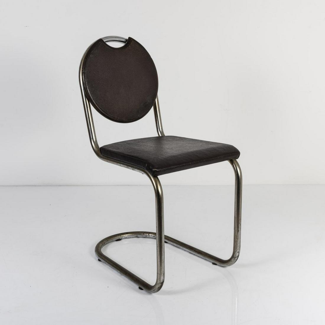 Sven Markelius , 'Epa-bar' chair, 1937: Sven Markelius , 'Epa-bar' chair, 1937, H. 82.5 x 38.5 x 53 cm Tubular steel, chrome-plated, wood, cotton, wax-polished and stained dark., Gordan, Svenska Stolar, Stockholm 2002, p. 97.