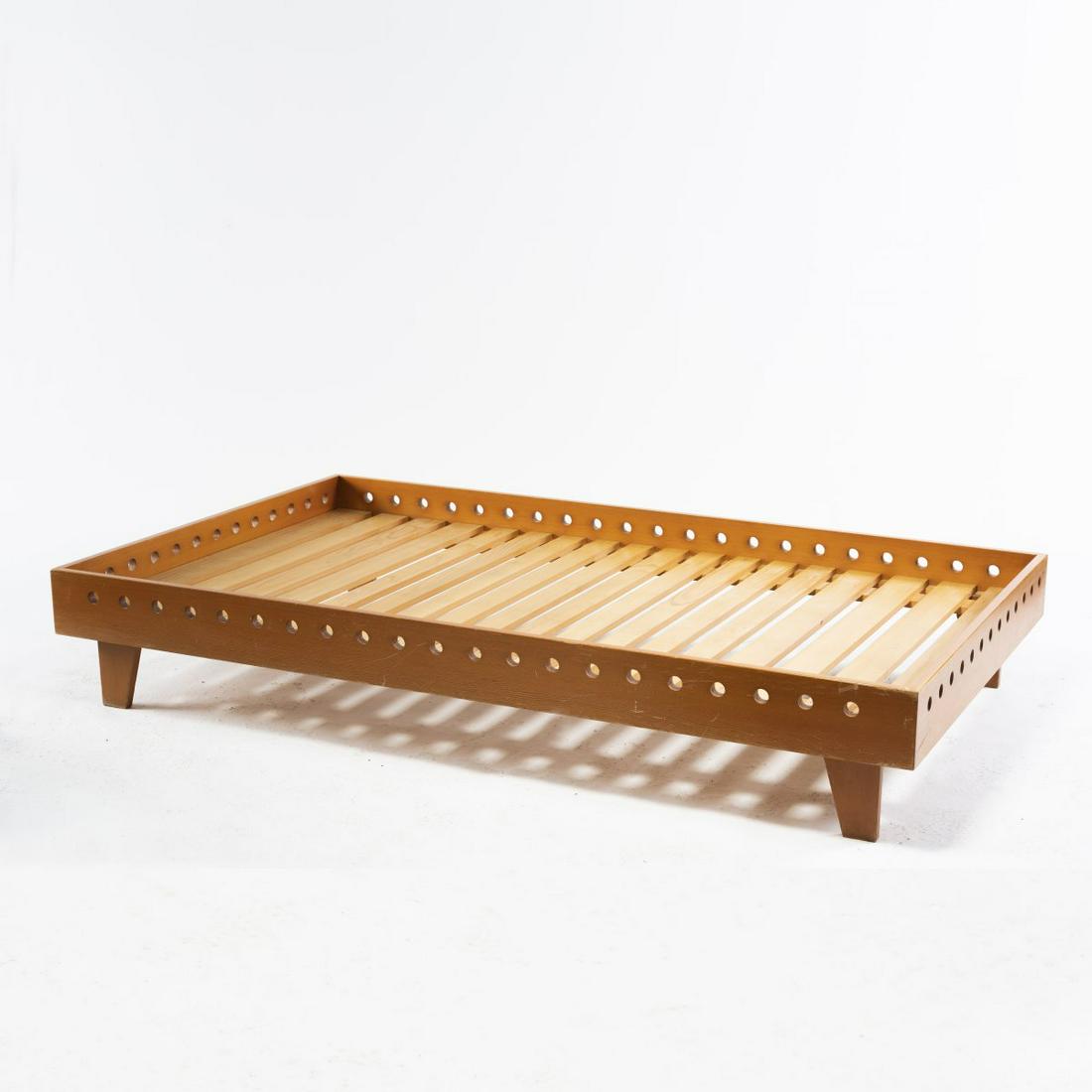 Egon Eiermann, 'Krippenhof' bed, 1950s: Egon Eiermann, 'Krippenhof' bed, 1950s, H. 34 x 205 x 125 cm. Oregon pine wood, beechwood slats.,