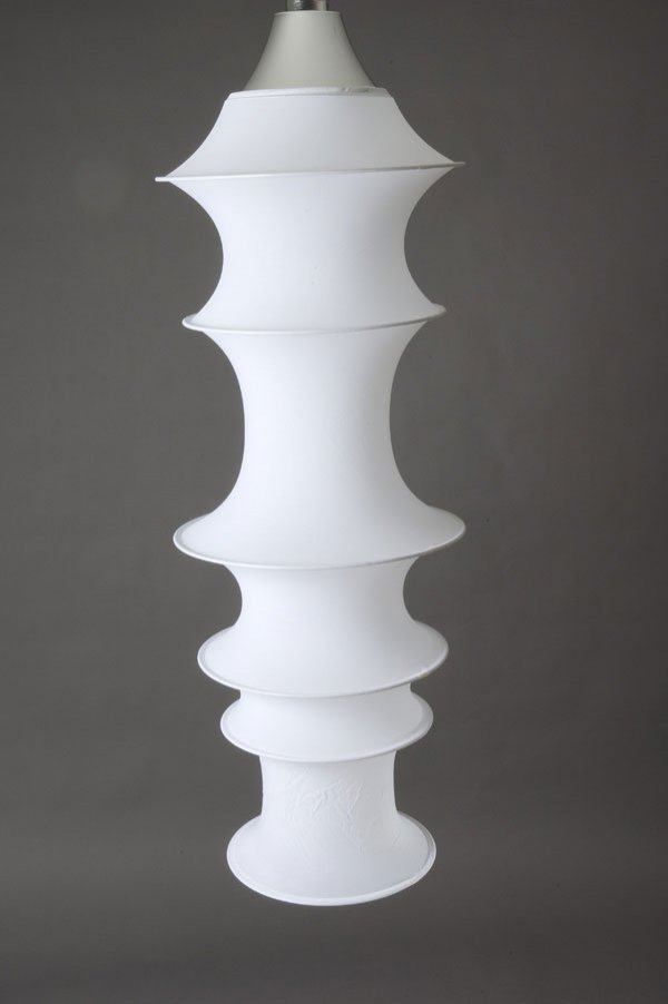 Bruno Munari. 'Falkland' ceiling light, designe i: Bruno Munari. 'Falkland' ceiling light, designe in 1964. H. 165 cm; Diameter 40 cm. Made by Danese, Milan. Aluminium sheet, elastic nylon cord. Tissue in original wrapping.