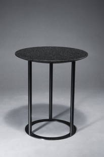 Laura Griziotti. 'Uvi' occasional table, designed: Laura Griziotti. 'Uvi' occasional table, designed in 1981. H. 45 cm; diameter 40 cm. Made by Arflex, Milan, in the 1980s. Tubular steel, painted black, grey-black marble plate.