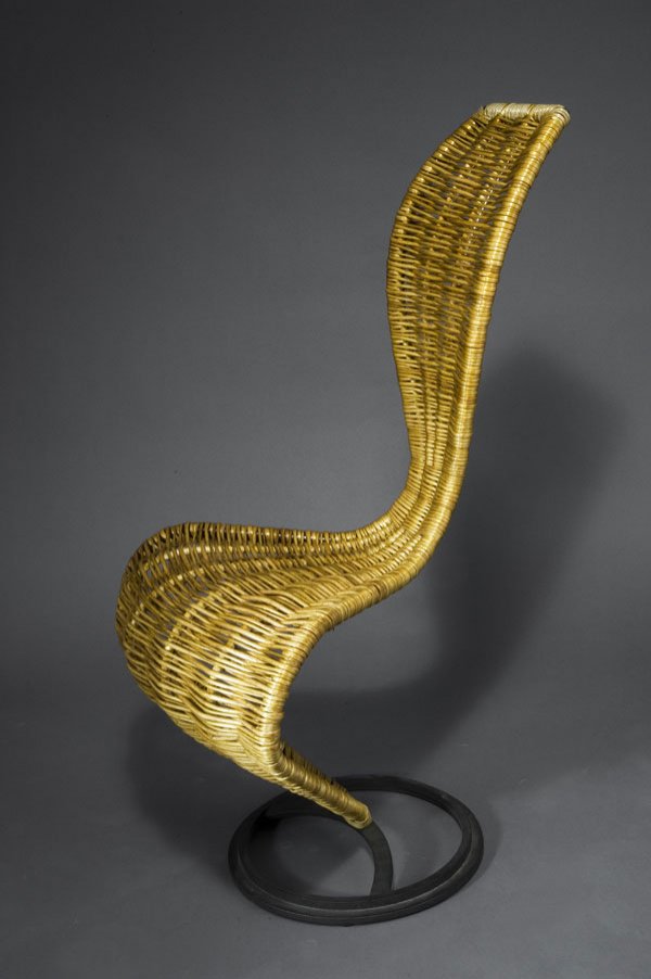 Tom Dixon. 'S-chair'. Designed in 1988. H. 102 x: Tom Dixon. 'S-chair'. Designed in 1988. H. 102 x 53 x 63 cm. Made by Cappellini, Arosio. Steel tube, wickerwork, iron cast.