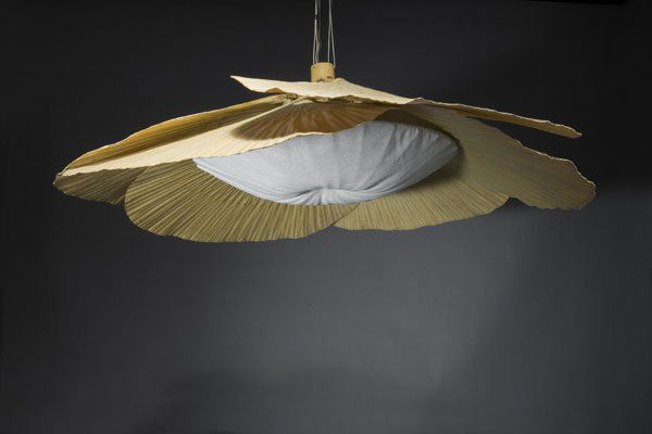Ingo Maurer. 'Hana 1' ceiling light, designed in: Ingo Maurer. 'Hana 1' ceiling light, designed in 1974. Diameter 100 cm. Made by Design M Ingo Maurer Munich. Bamboo, rice paper, whitet cotton.