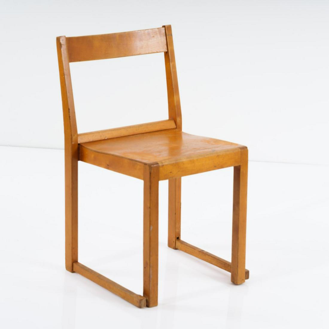Sven Markelius, Child's chair 'Orkesterstolen', 1932: Sven Markelius, Child's chair 'Orkesterstolen', 1932, H. 60 x 36 x 41,5 cm. Made by Svenska Mobelfabrikerna, Bodafors. Birchwood and birch plywood., Cf. Gordan, Svenska Stolar, Stockholm 2002, p. 78;