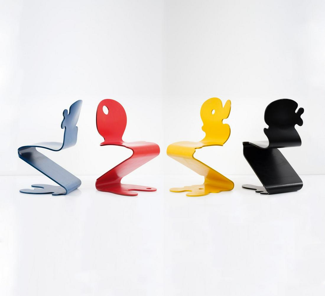 Verner Panton, Set of four 'Pantonic' chairs, 1992 (1 of 2)