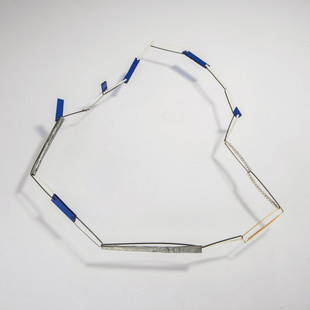 Annamaria Zanella, Necklace 'Blue reflects', 2010: Annamaria Zanella, Necklace 'Blue reflects', 2010, Silver, steel, gold, niello, enamel, pearls, plexiglass. 42 grams. L. c. 520 mm. Not signed.,