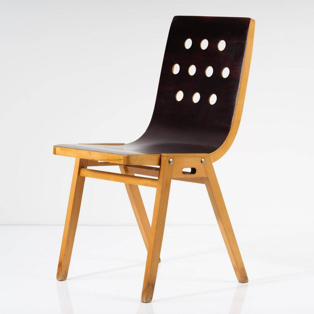 Roland Rainer, 'Stadthallenstuhl - 3-4-3', 1951: Roland Rainer, 'Stadthallenstuhl - 3-4-3', 1951, H. 80.5 x 52 x 63 cm. Made by E. & A. Pollak, Vienna. Beechwood, plywood, painted black., Exh. cat. Roland Rainer, Galerie Rauminhalt, Vienna 2000,