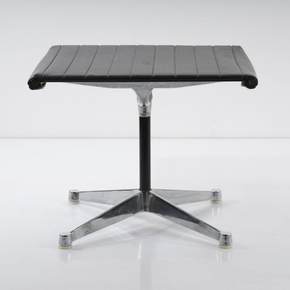 Charles Eames , 'Aluminum Group' stool, 1958: Charles Eames , 'Aluminum Group' stool, 1958, H. 44.5 x 53.5 x 54.5 cm. Made by Vitra AG, Weil am Rhein. Aluminium, black leatherette (naugahyde). , Neuhart/Eames, Eames Design, New York 1994, p. 227.