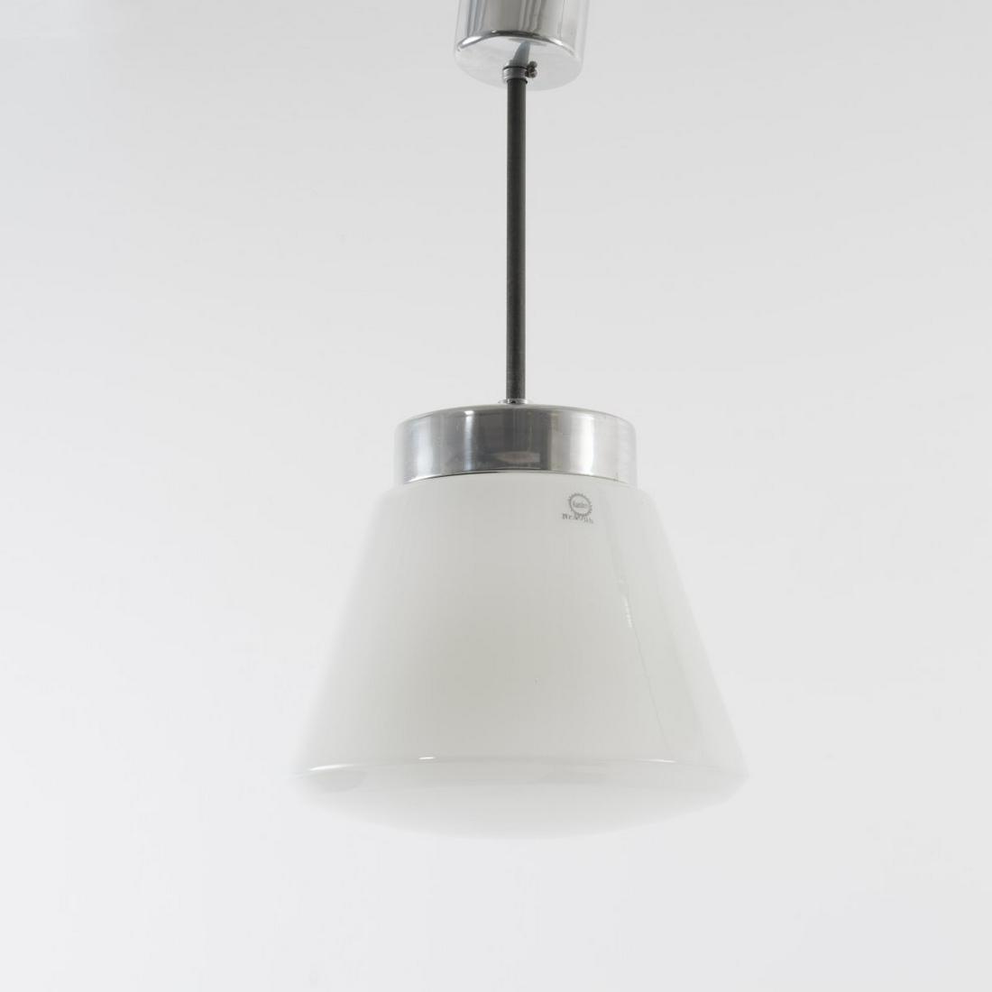 Hin Bredendieck, '409b' pendant light, c. 1929: Hin Bredendieck, '409b' pendant light, c. 1929, H. 72 cm (with suspension), D. 33 cm. Made by Körting & Mathiesen A.-G., Leipzig-Leutzsch. Tubular metal, sheet metal, chrome-plated, white gla