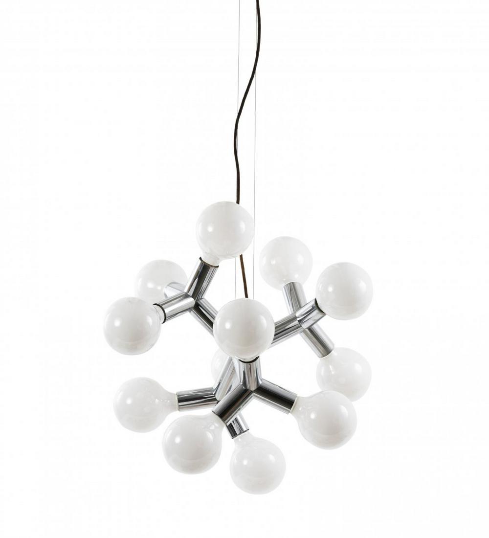 Kalmar Franken KG, '12 HL' ceiling light, c. 1974: Kalmar Franken KG, '12 HL' ceiling light, c. 1974, 12-lights. H. 145 x 63 x 63 cm. Tubular metal, sheet metal, chrome-plated.,