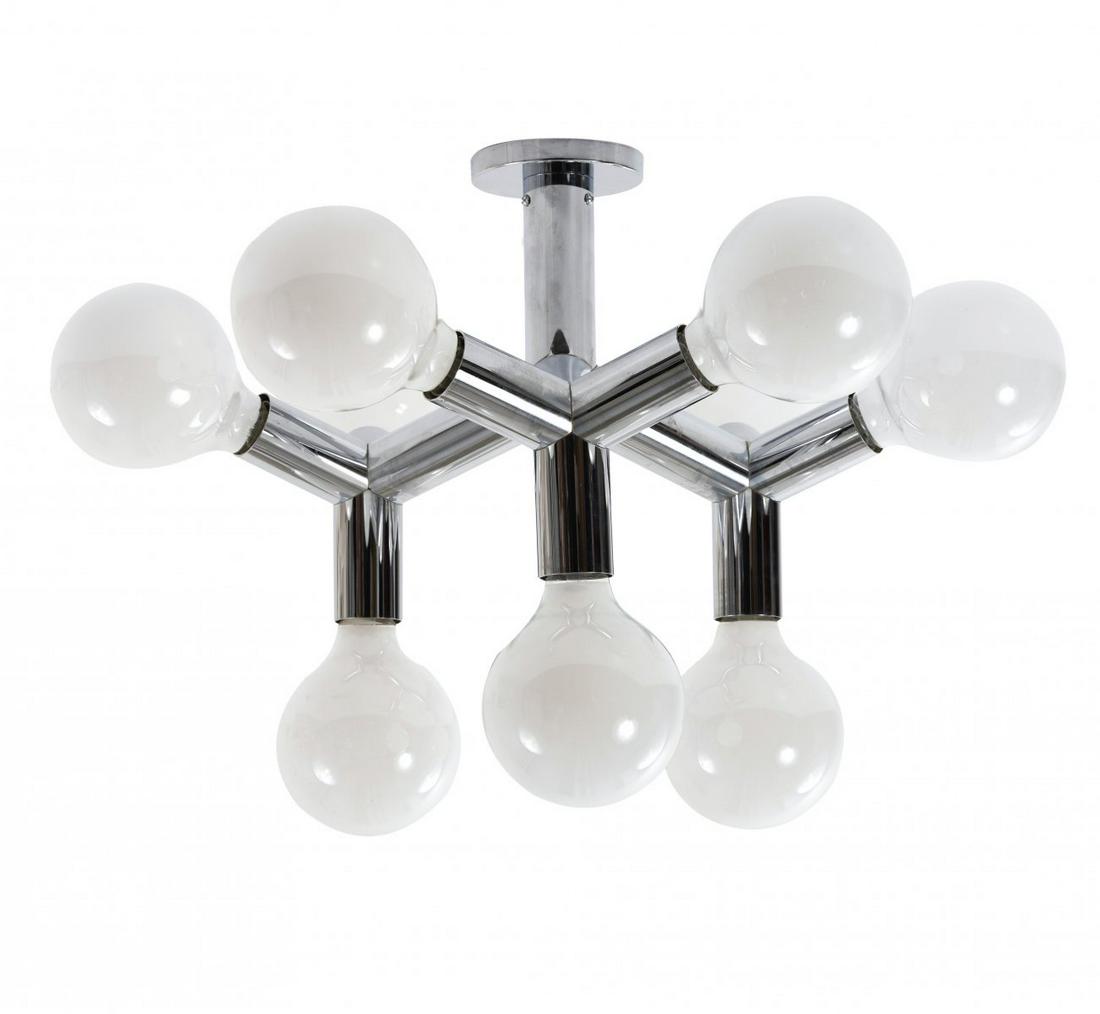 Kalmar Franken KG, '9 DL' ceiling light, c. 1974: Kalmar Franken KG, '9 DL' ceiling light, c. 1974, H. 43 x 63 x 54 cm. Tubular metal, sheet metal, chrome-plated.,