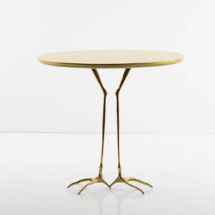 Meret Oppenheim, 'Traccia' side table, 1971: Meret Oppenheim, 'Traccia' side table, 1971, H. 64 x 68 x 53 cm. Made by Simon Gavina, Milan. Cast bronze, gilded wood. , Vercelloni, Das Abenteuer des Design: Gavina, Milan 1987, no. 125; Cat. Ultram