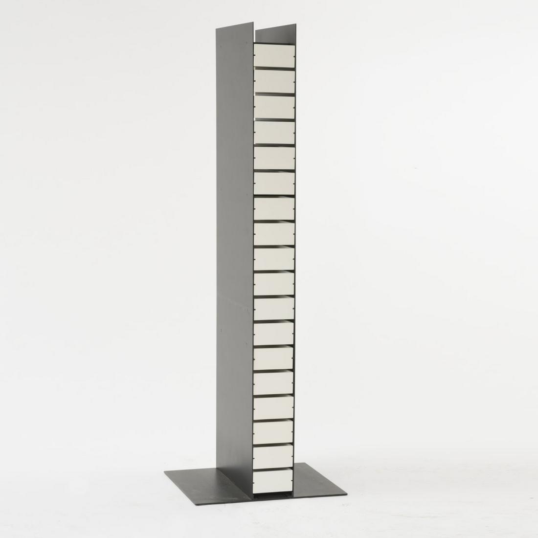 Shiro Kuramata, 'Dinah' cabinet, 1970: Shiro Kuramata, 'Dinah' cabinet, 1970, H. 177 x 59 x 50 cm. Made by Cappellini, Milan. Wood painted white, sheet metal, with black epoxy coating. Marked: Manufacturer's plaque. ,