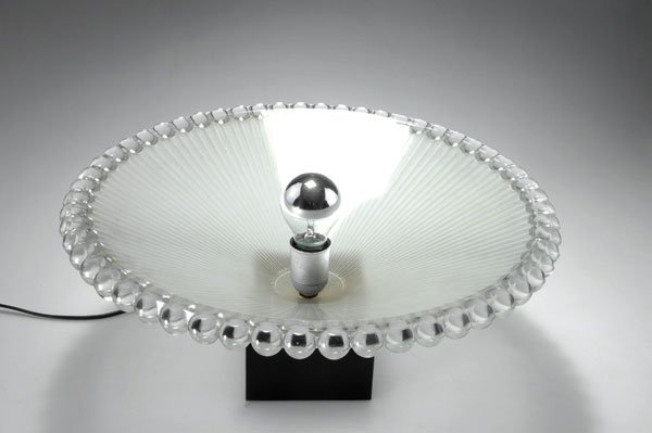 Lalique, Rene, Wingen-sur-Moder: Rene Lalique, Wingen-sur-Moder. 'Perles' table light, 1931. H. 20.5 cm; Diameter 46 cm. Clear mould-cast glass, partially matted. Marked: R. LALIQUE FRANCE.