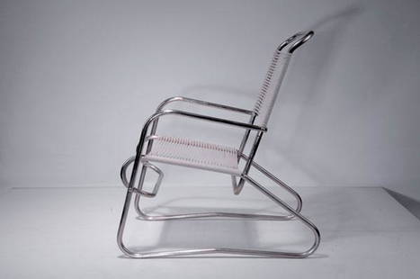 Jean Burkhalter. Armchair, designed c. 1929/30. H.: Jean Burkhalter. Armchair, designed c. 1929/30. H. 89 x 53.5 x 74 cm; diameter of tube: 2 cm. Nickel-plated tubular steel, straps. Littérature: Kopie der Expertise von Jean-Marc Frossard, vom 20.