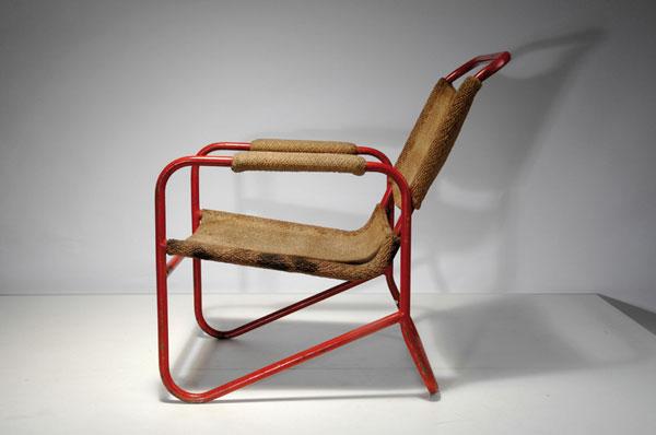 Bas van Pelt. Armchair, designed in the 1930s. H. 7: Bas van Pelt. Armchair, designed in the 1930s. H. 77.5 x 57 x 76.5 cm; diameter of tube: 2.4 cm. Made by EMS, Den Haag (attributed). Tubular steel, painted red, wicker-work.