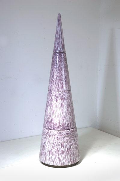 Esperia, Poggibonsi. Unicum 'Bergerac' floor light: Esperia, Poggibonsi. Unicum 'Bergerac' floor light, designed and made in 1975. H. 154 cm. Four parts of cased glass, clear and opal white with milled purple glass plates; metal frame. Marked: Maker's