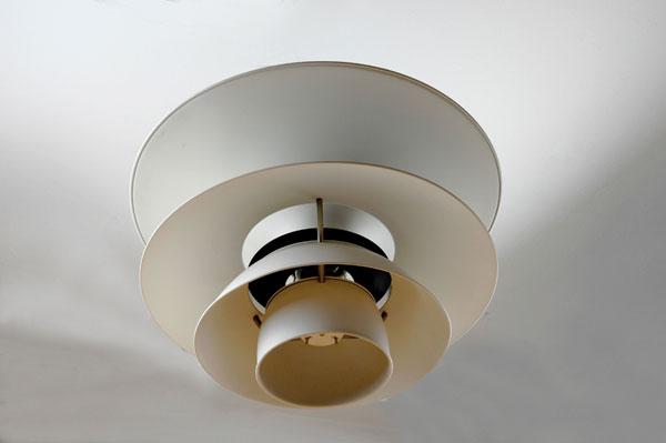Poul Henningsen, Ebbe Christensen; Sophus Frandsen: Poul Henningsen, Ebbe Christensen; Sophus Frandsen. Large 'Charlottenborg' ceiling light, designed in 1979 (further development of a design created in 1932). H. 50 cm; Diameter 66 cm. Made by Louis Po