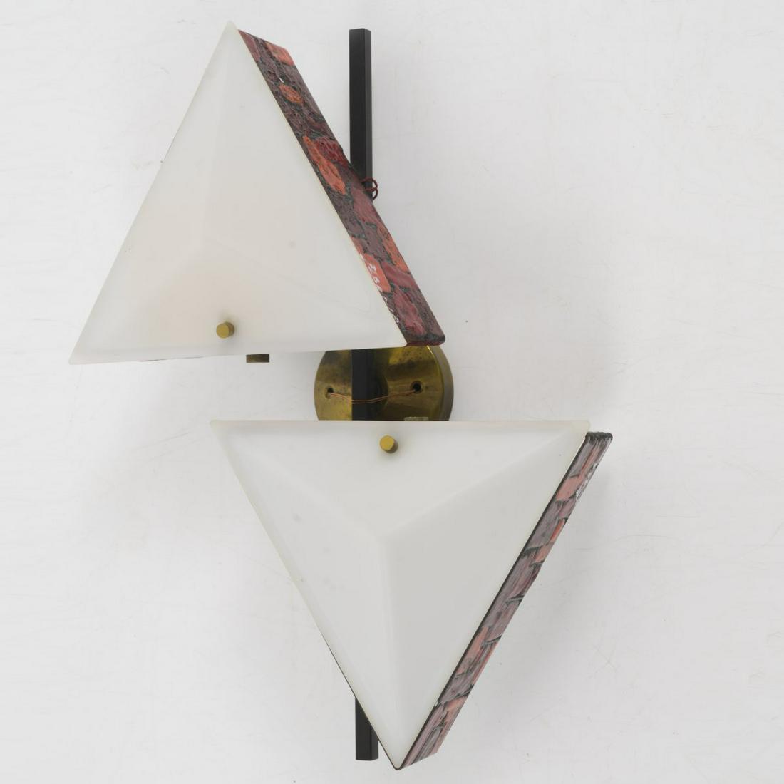 Esperia, Poggibonsi, Wall light, 1960s: Esperia, Poggibonsi, Wall light, 1960s, H. 43 x 30.5 x 12.5 cm. Sheet metal, painted white inside, enameled red, dark red and black outside, sheet brass, partially painted matt black, white plastic. M