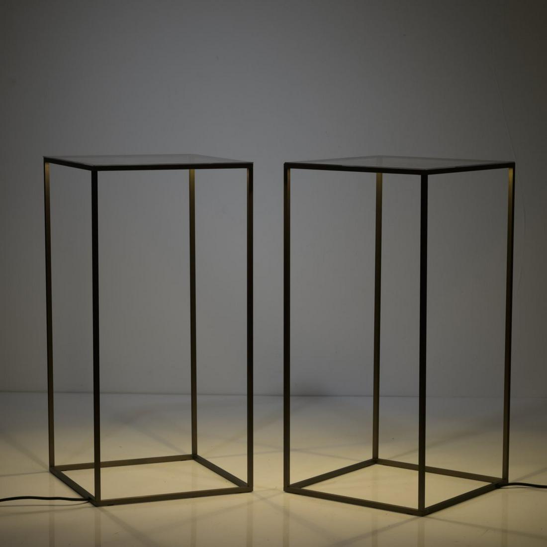 Guido Bianchi; Nicoletta Rossi, 2 floor lamps 'Ipnos: Guido Bianchi; Nicoletta Rossi, 2 floor lamps 'Ipnos outdoor', 2014, H. 70.5 x 35 x 35 cm. Made by Flos, Brescia. Bronze-colored sectional aluminum, plexiglass. Marked: manufacturer's label. ,