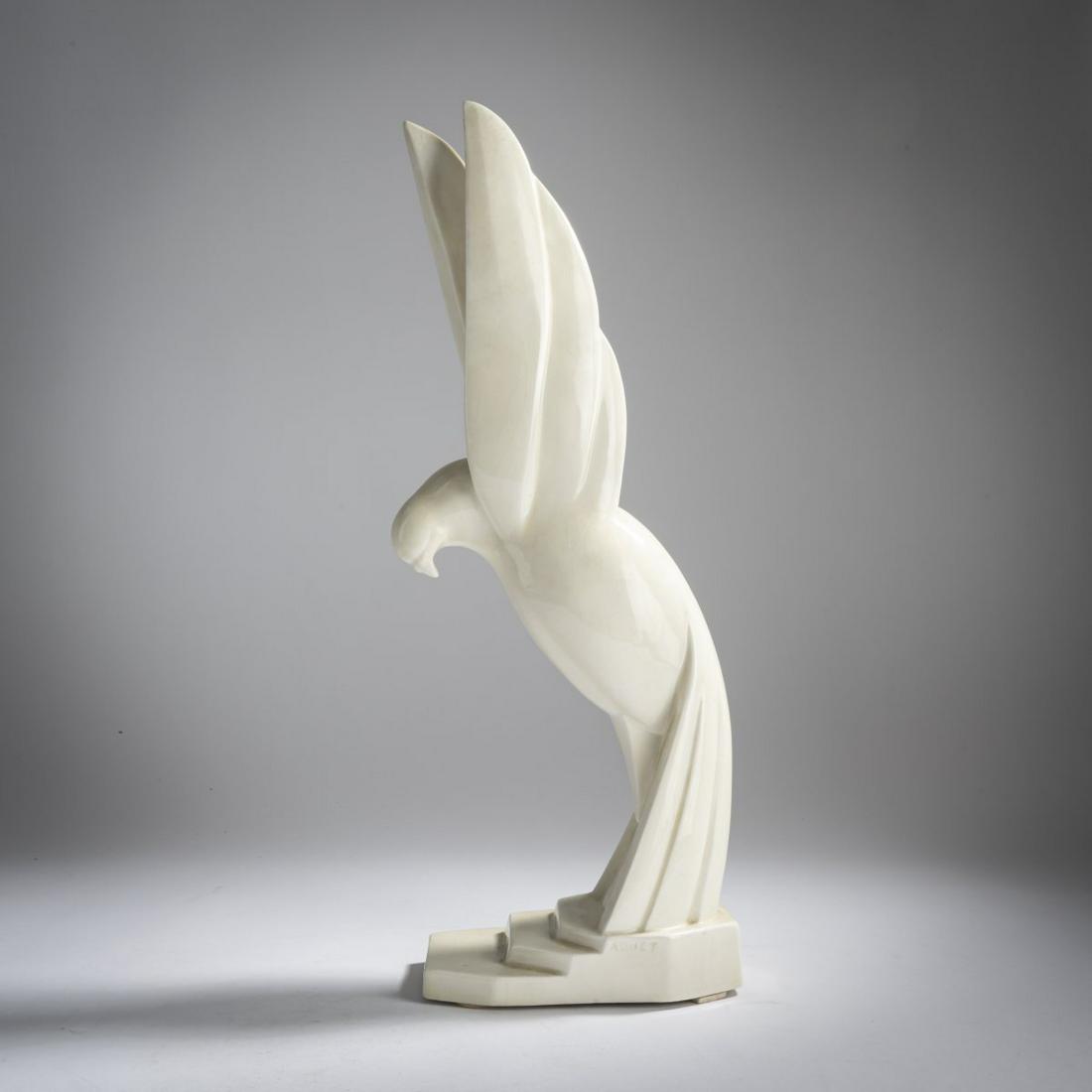 Jacques Adnet, Dove, c. 1925: Jacques Adnet, Dove, c. 1925, H. 49 cm. Earthenware, glazed white. Signed: ADNET (embossed).,