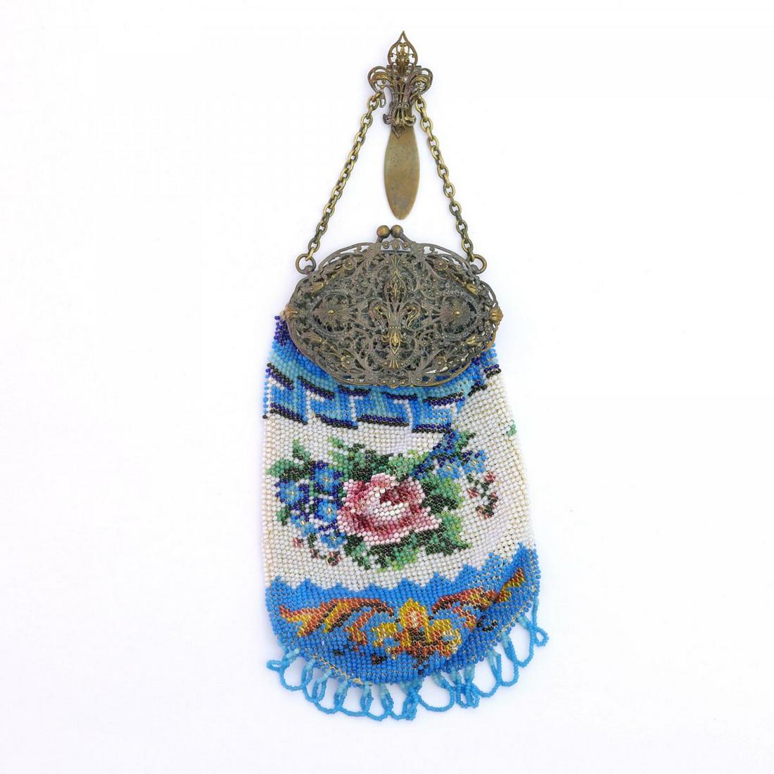 Pouch with rose and forget-me-not, 2nd half of the 19th (1 of 2)